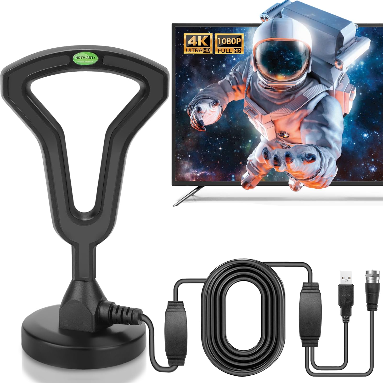 Photo 1 of 2025 HIDB Smart TV Indoor Antenna, Suitable for Long-Distance Reception of All Local Channels, Supports 4K 1080P, with a Strong Magnetic Base for Easy Installation, 16-Foot coaxial Cable.