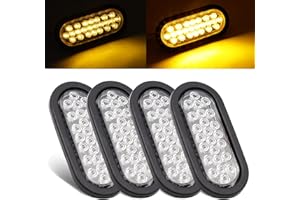 Ledvillage 6 Inch Clear Lens Amber 24 LED Oval Tail Marker Claerance Lights Turn Parking Signal for Trailer Truck Pickup RV Grommet & Plug Sealed Bulb 12V DC(4 Pcs)