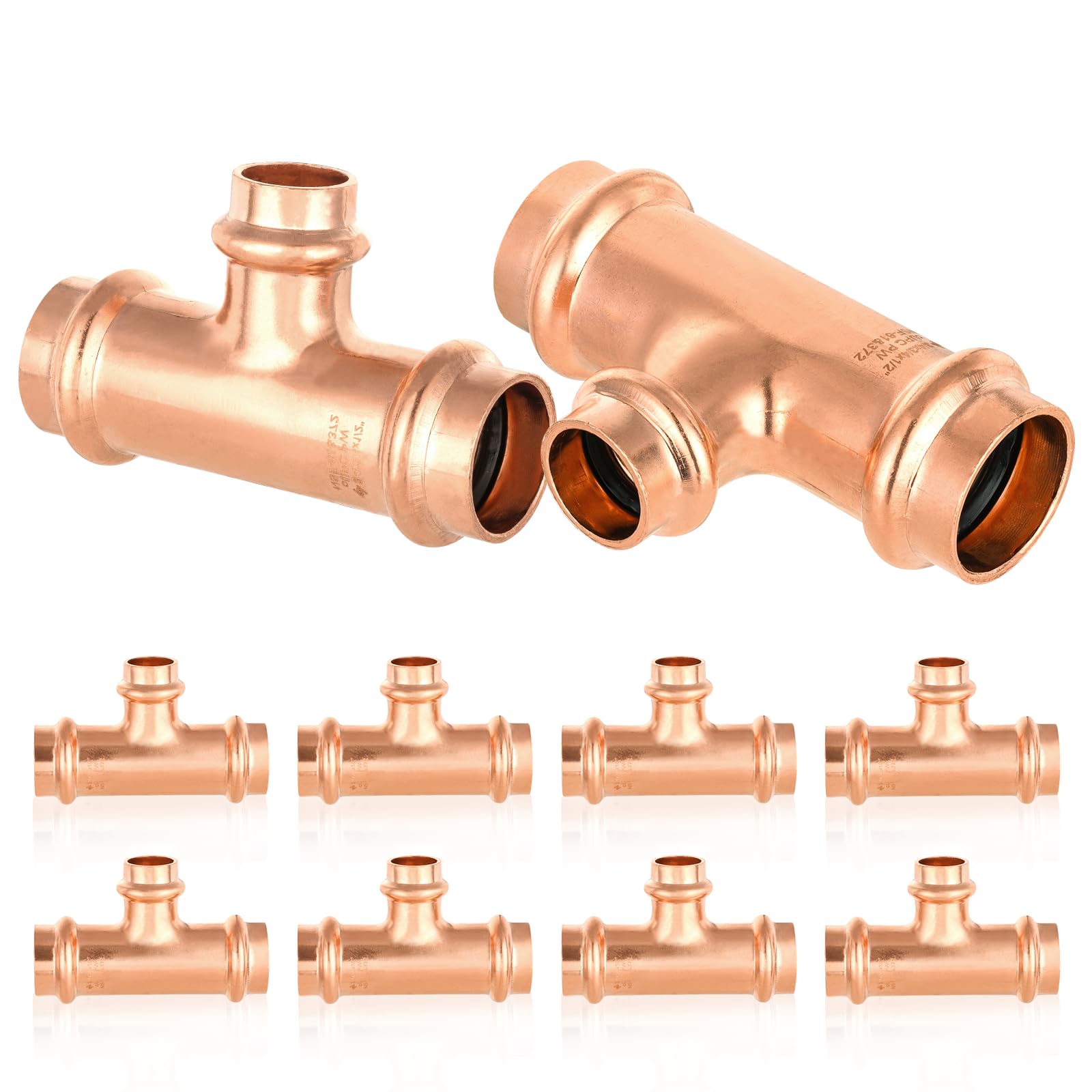HeSun 10-Pack Copper Press Tee, 3/4" x 3/4" x