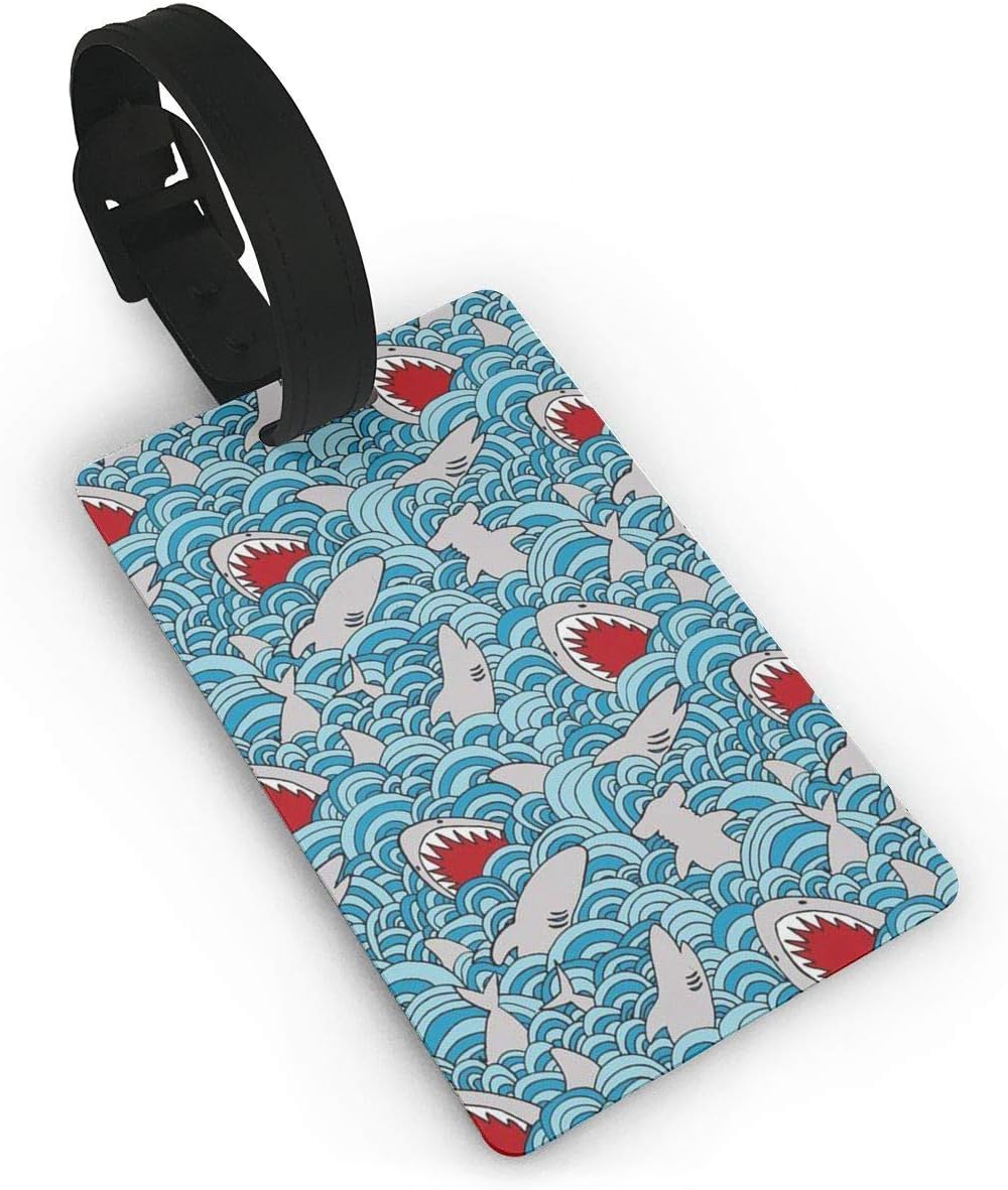 BJtiananmen Cool Shark In Wave Luggage Tag Travel Accessories Business Card Holder Quickly Spot Luggage Suitcase For Boy,Girl,Man,Woman Size 2.2 x 3.7 Inch
