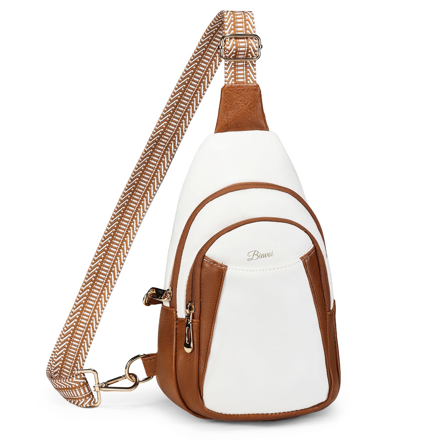 Photo 1 of BIAVOI Crossbody Bags for Women Anti Theft Vegan Leather Sling Bag RFID Blocking Chest Bag for Travel (Beige Brown)