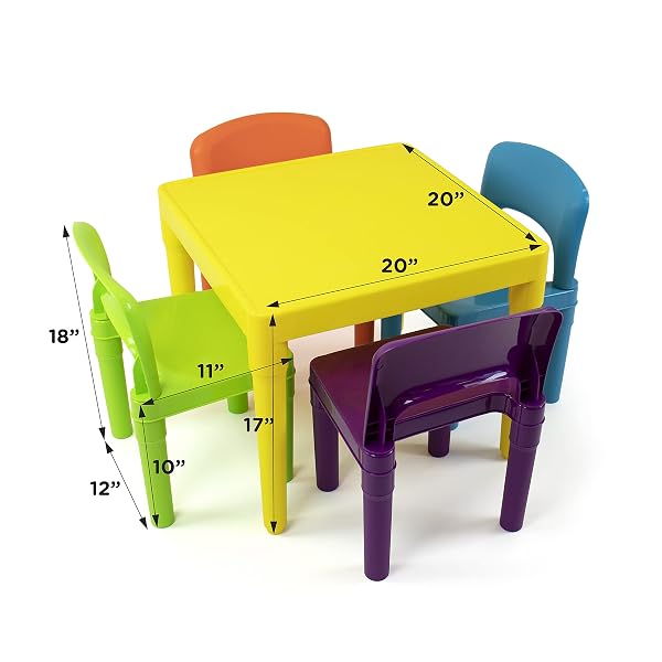 HUMBLE CREW KIDS TABLE AND 4 CHAIR SET, YELLOW TABLE WITH CHAIRS – STURDY TODDLER ACTIVITY TABLE FOR PLAYTIME, ARTS, CRAFTS, READING, AND MORE – 5-PIECE CHILDREN’S FURNITURE FOR DAYCARE PLAYROOM