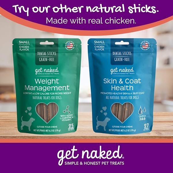 GET NAKED GRAIN FREE 1 POUCH 6.2 OZ SUPER ANTIOXIDANT DENTAL CHEW STICKS, SMALL