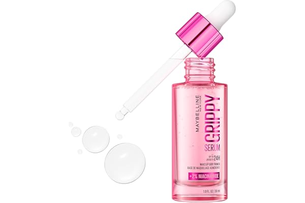 Maybelline Grippy Serum Primer, Hydrating Makeup Primer with 2% Niacinamide For Up To 24HR Make Up Wear, Glides Like Serum, P