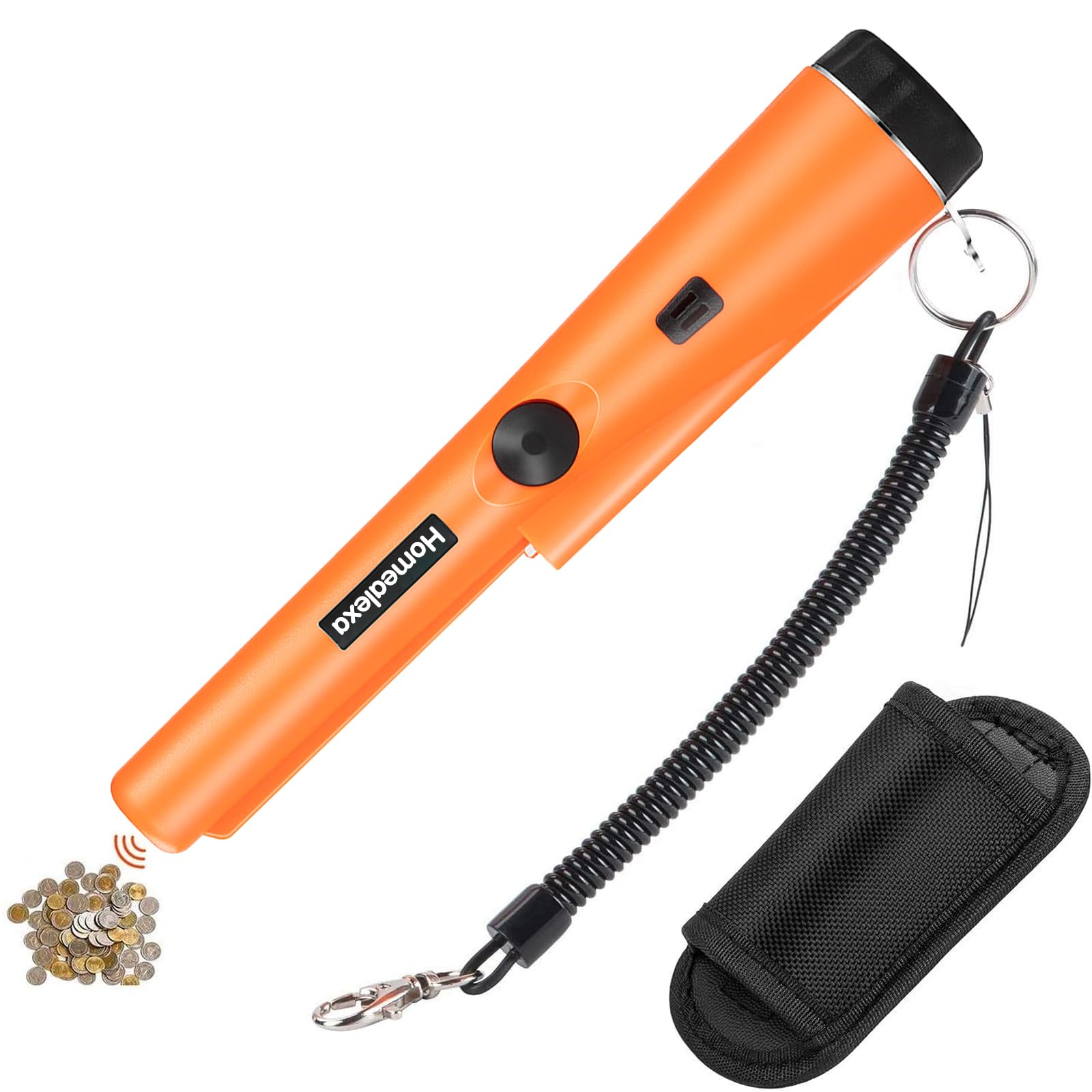 Metal Detectors, Homealexa Metal Detectors for Adults and Kids, Portable Metal Detector LED Pin Pointer - 360° Scan Detector with Buzzer Vibration, Kids Metal Detector Pinpointer (Orange)