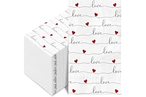 GENERIC AnyDesign 100Pack Heart Guest Napkin Valentine's Day Disposable Napkins 3 Ply Love Hearts Dinner Hand Napkin for Wedding Anniversary Mother's Day, 13 x 15.7 Inch