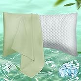 Curved Pillow Case Queen Size, Side Sleeper Pillow Cases Cover Cooling Rayon Derived from Bamboo with Zipper for hot Sleepers Hair and Skin, Breathable Silky Soft Pillowcase 1 Pack 20 * 30 Inches