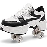 ANEFUN 4 Wheel Pop-Up Roller Skate Shoes for Women Men Girls Boy Fashion Outdoor Indoor Quad-Skates for Kids & Adults