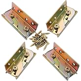 Socell 4 Sets Bed Rail Brackets Heavy Duty No-Mortise Bed Rail Fittings Wooden Bed Frame Connectors with Screws for Headboards Footboards Hold