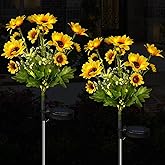 Aolyty Solar Garden Lights Outdoor, Solar Flower Lights with 24 Sunflowers 2 Modes, IP65 Waterproof LED Stake Light 2 Pack for Pathway Patio Yard Landscape Decorative