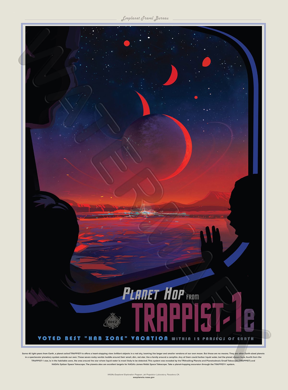 Wee Blue Coo Nasa Space Travel Advert Trappist 1e Planet Hop Canvas Print