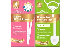 Easy@Home Vaginal pH Test Strips & UTI Test Kits (8 Pack): Yeast Infection, BV, UTI Tests for Women, Fast Accurate Results, 4 Urinary Tract Infection & 4 Feminine pH Health Tests