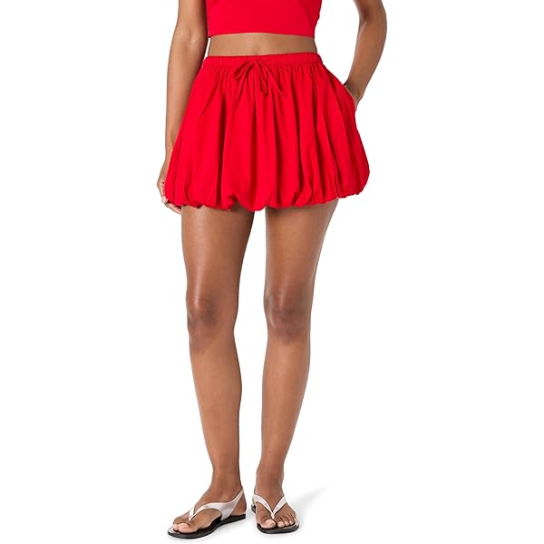 Norma Kamali Women's Pleated Mini Skirt, Tiger RED at Amazon
