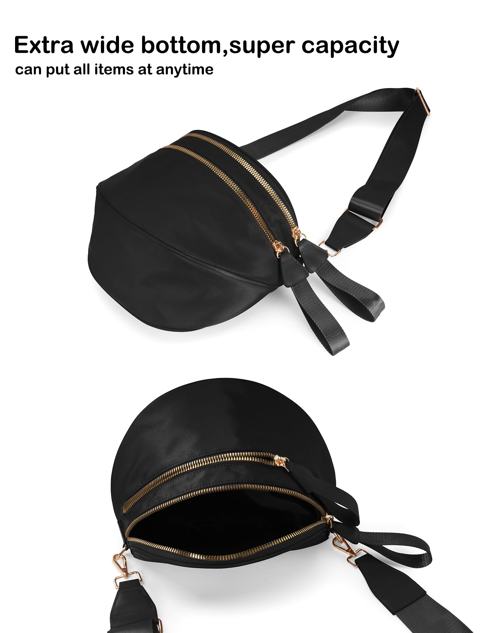 FEIBOON Spacious Nylon Crossbody Bag Bum Bag Handbags Wallets Purses Trendy Shoulder Bag for Women