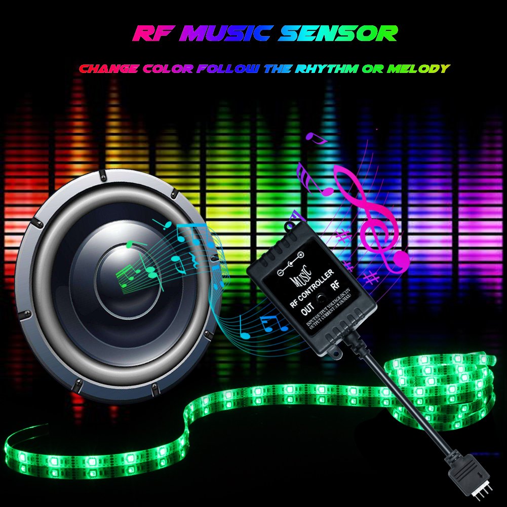 USB LED Strip Lights, Led Light Strip Sync to Music Led Lights with RF Remote Waterproof LED Strip Rope Lights USB Powered RGB LED Lights Flexible Color Changing Lights-7.5Ft/2.5M