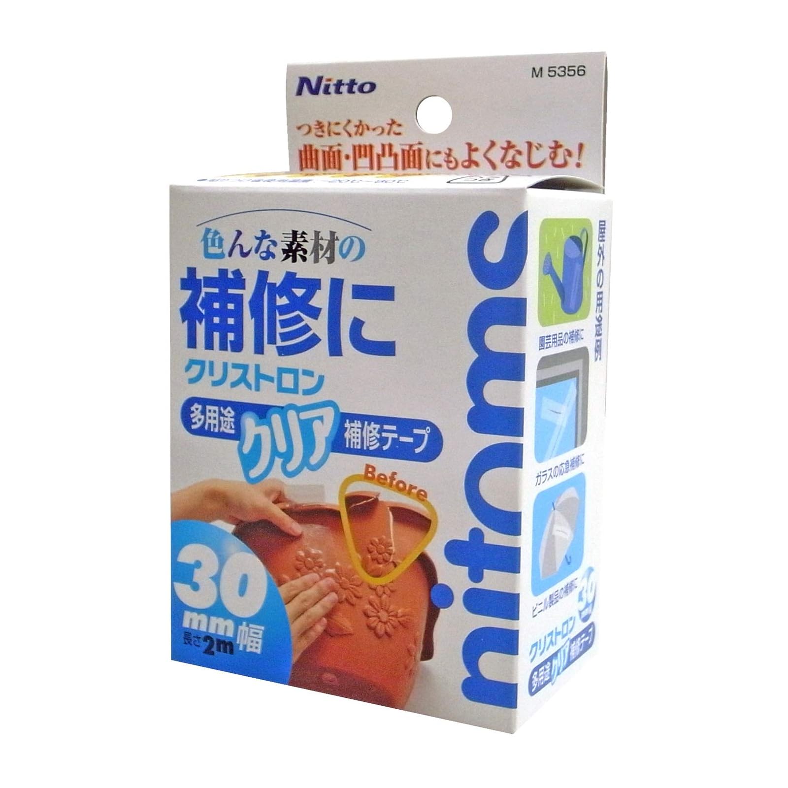 ニトムズ クリストロン 多用途クリア補修テープ クリア 透明 目立たない 簡単修理 強力防水 幅30mm×長さ2m ヘラ付 1巻入 M5356商品画像