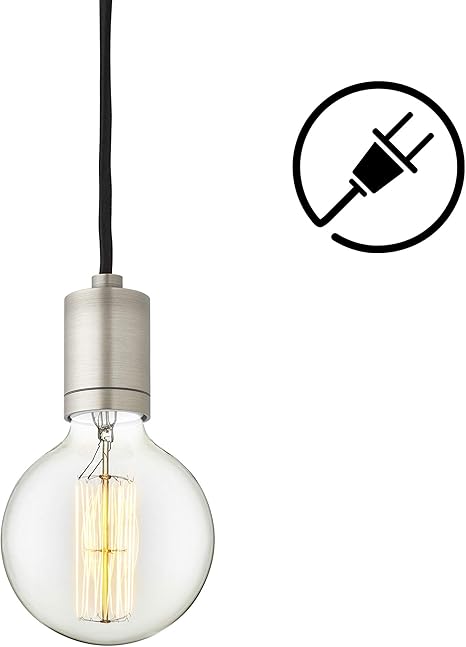 Plug In Pendant Lighting With Edison Bulb Brushed Nickel Hanging
