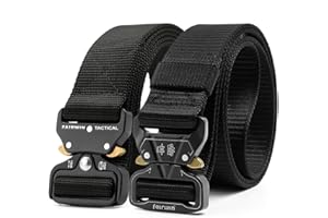 FAIRWIN Men's Tactical Belt, 2 Pack 1.5 Inch Military Tactical Belts for Men, Web Belt Nylon Belt - Work Tool Belt