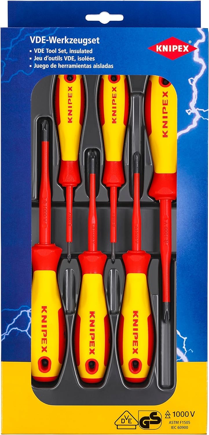 KNIPEX VDE Screwdriver Set Phillips/Pozidriv 6 Parts, 00 20 12 V03