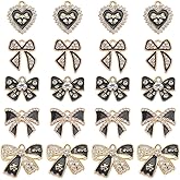 SUNNYCLUE 1 Box 30Pcs 5 Styles Enamel Bow Charms Gold Bowknot Charms Alloy Metal Black Rhinestone Coquette Bow Pendants for Jewelry Making Earrings Necklaces Bracelets Accessories DIY Craft Supplies