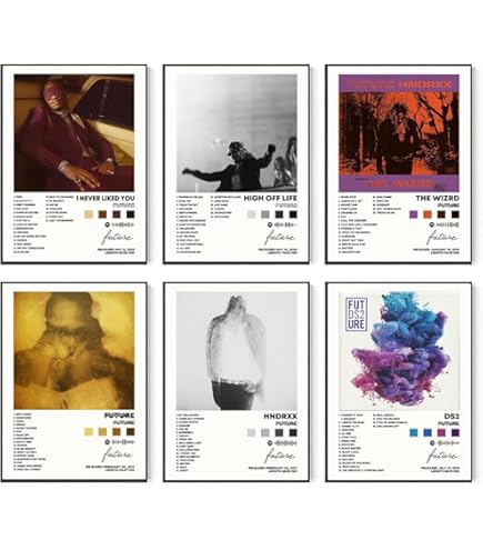 Retro Hip Hop Rap Album Wall Collage Kit - 50Pcs 4x6" Music Poster Prints With Adhesive, Bedroom Decor For Teens