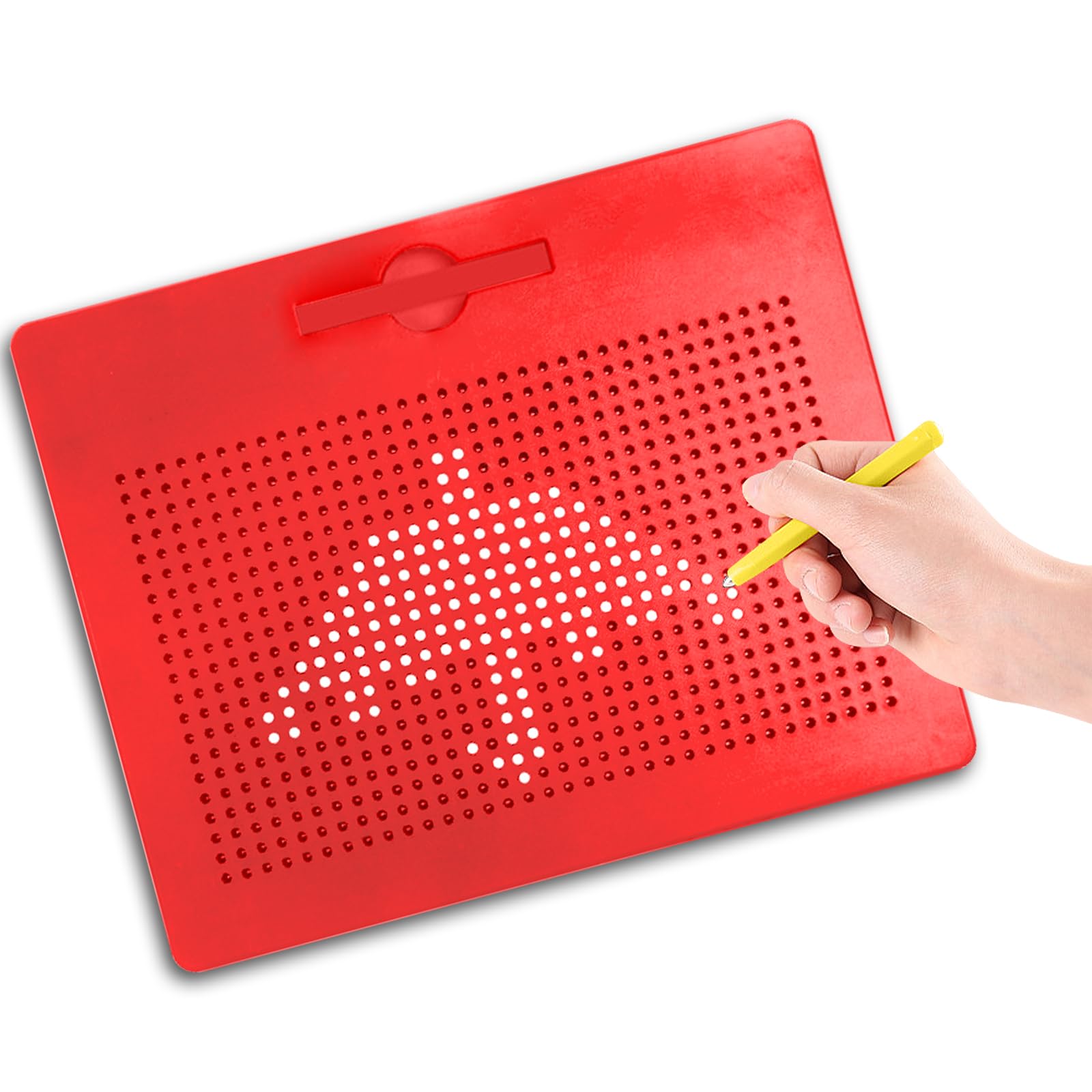 ALEENFOON Magnetic Steel Ball Drawing Board for Kids Children, Writing Stencils Toys Sketch Doodle Pad Scribble Writing Board Toy with Magnetic Pen (Large, Red) — image 1