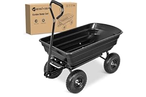 Yesker Garden Carts - 600lbs Dump Wagon with All Terrain Inflatable Wheels for Yard Lawn Farms Gardening - Heavy Duty Utility Outdoor Hauling Wheelbarrow