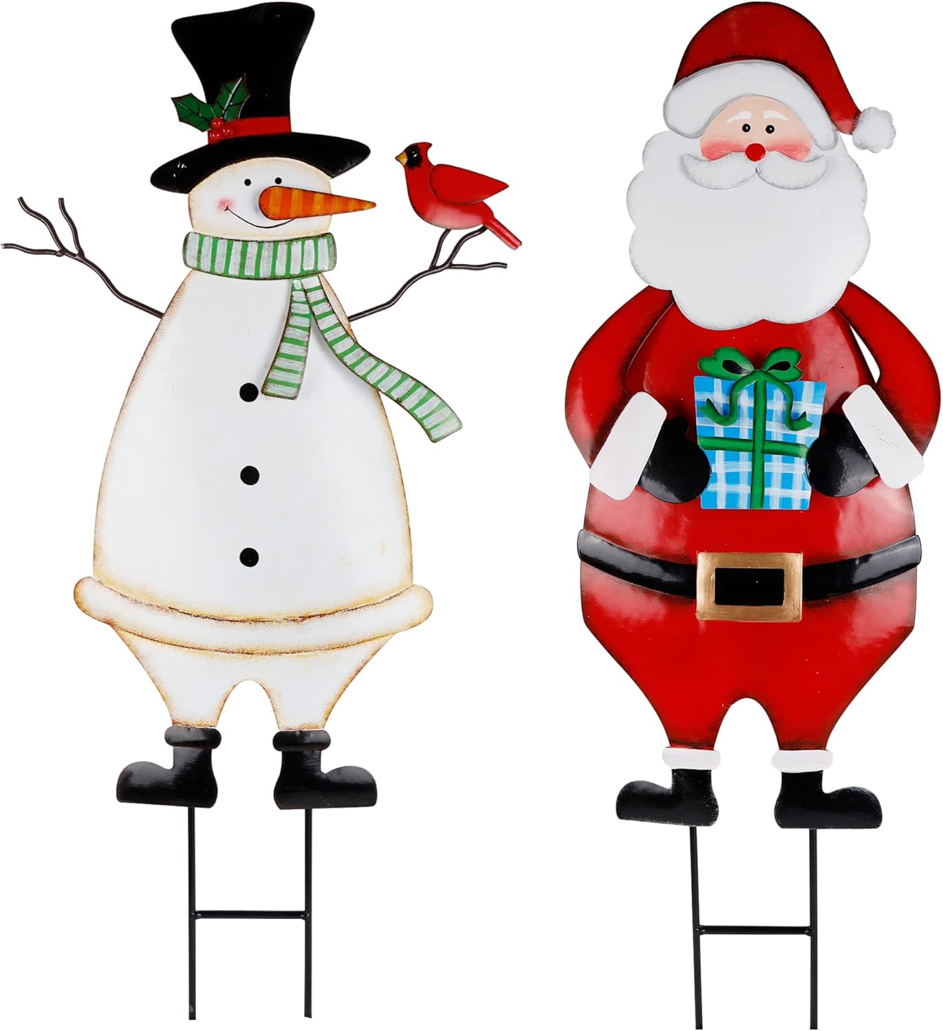 Decorative Garden Stakes - Hausse 2 Pack Christmas Garden Metal Stakes, 31.5 Inch Decorative Snowman and Santa Claus, Xmas Yard Signs for Outdoor Decorations, Holiday New Year Home Decor for Lawn Pathway Patio