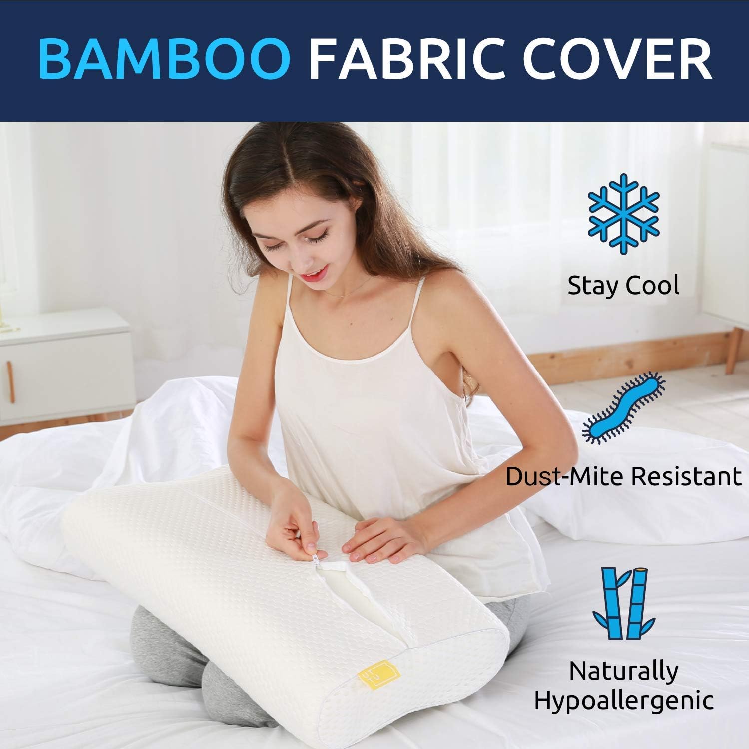UTTU Sandwich Pillow, Adjustable Memory Foam Pillow, Bamboo Pillow for Sleeping, Cervical Pillow for Neck Pain, Neck Support for Back, Stomach, Side Sleepers, Orthopedic Contour Pillow, CertiPUR-US: Home & Kitchen
