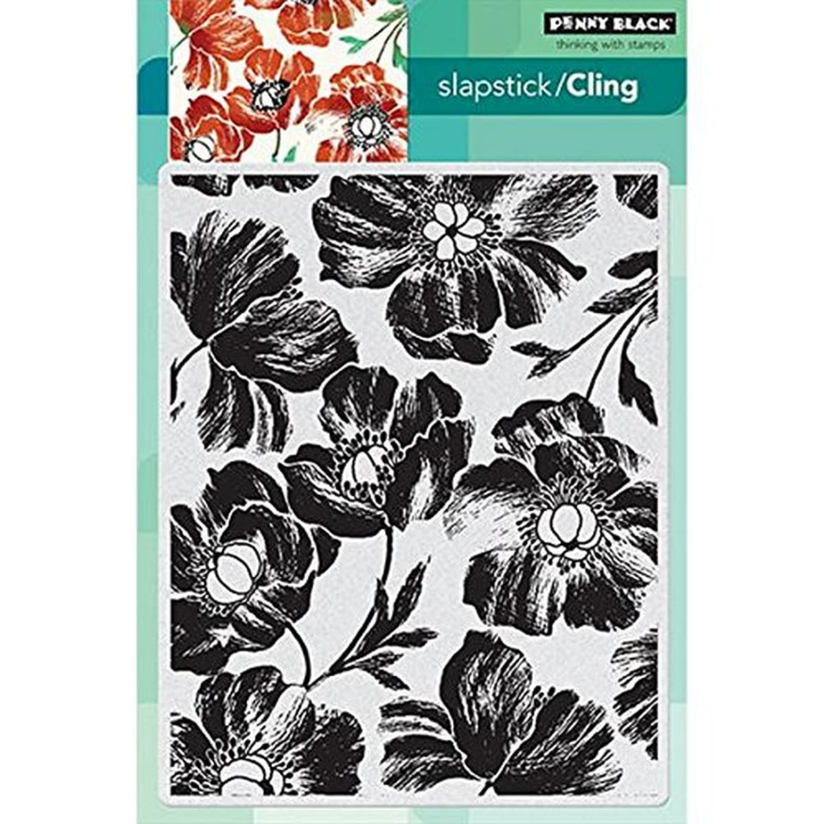 Penny Black Cling Rubber Stamp 5 x 7.5-inch Sheet-Poppy Pattern