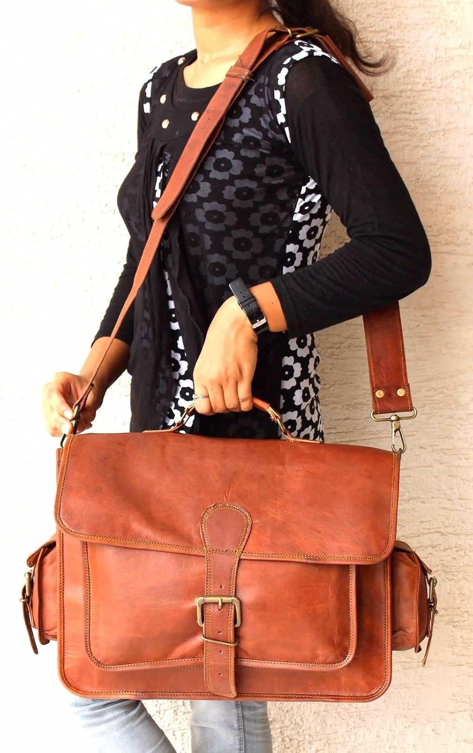 ANUENT Leather Bags Vintage Leather Laptop Bag Messenger Handmade Briefcase Crossbody Shoulder Bag (12 x 16 Inches) - Image 5