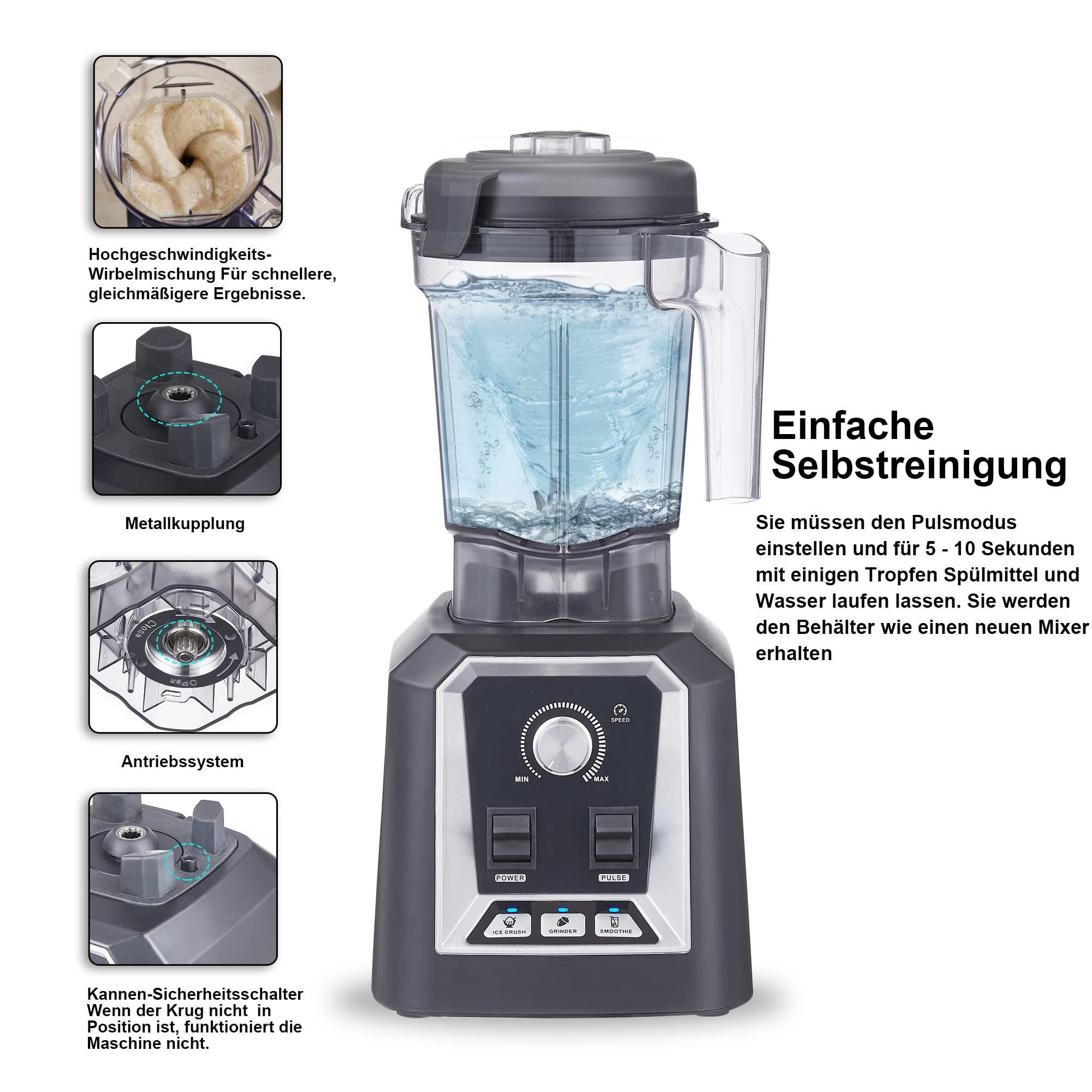 BioloMix Hochleistungsmixer 2200W,Selbstreinigungsfunktion,Standmixer mit 2L Behälter ohne BPA Smoothie Maker (T5600) 6