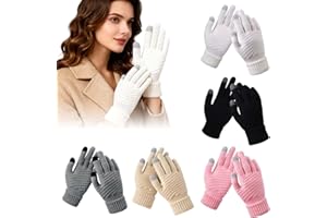 5 Pairs Women Touch Screen Gloves, Soft Knit Lining, Elastic Cuff, Warm Ladies Gloves for Cold Weather, Running, Driving, and