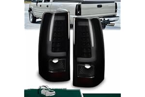Tail Light Pair Assembly Compatible with 2003 2004 2005 2006 Chevy Silverado 1500 2500 3500 LED Smoke Black Rear Brake Lamp, 