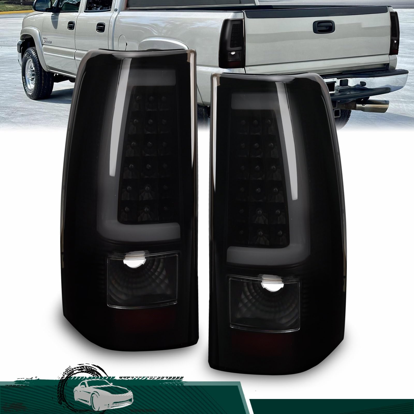 Photo 1 of LIULANGXY Tail Light Pair Assembly Compatible with 2003 2004 2005 2006 Chevy Silverado 1500 2500 3500 LED Smoke Black Rear Brake Lamp, Replaces# GM2800174 19169002(Driver and Passenger Side)