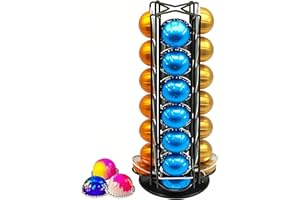 Meelio Coffee Vertuo Pod Holder Carousel Stand for 28 Nespresso Vertuo Capsule Storage Organizer with Extra Space for Coffee 
