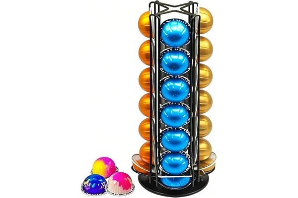Meelio Coffee Capsule Holder for Nespresso Vertuo, 28-Capacity Coffee Pod Organizer, 360° Rotating Non-Slip Countertop Carous