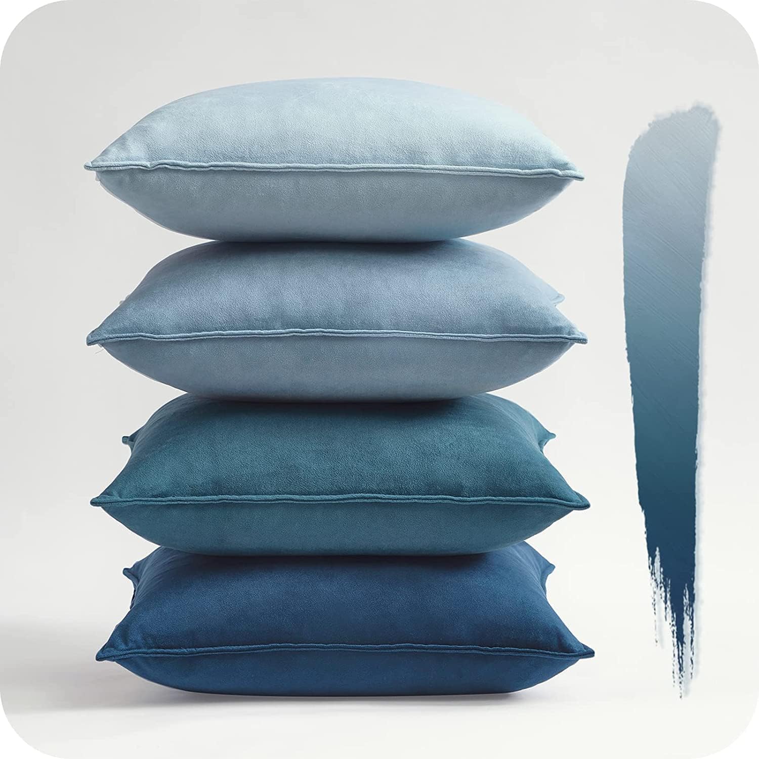 Topfinel Blue Cushion Covers 45cm x 45cm Summer Sofa Bed Colorful Cushions Soft Pillow Case 18x18 Velvet Scatter Decorative Cushions Pillow Cover for Livingroom Bedroom Invisible Zipper,Set of 4 — image 1
