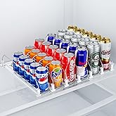 HIYOHIYO 6 Row Auto-Push Soda Can Organizer for Refrigerator, Automatic Pushing Drink Dispenser for Fridge, Self Push Beverage Rack, Drink Organizer Holds up to 30 Cans, Adjustable Width (Depth 15")