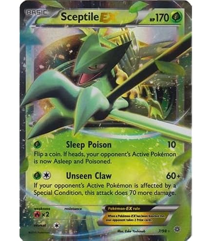 mega sceptile pokemon card Amazon.com: Mega/M Sceptile EX (XY Ancient Origins #8/98) Rare/Holo-Foil Pokemon  Card : Toys & Games