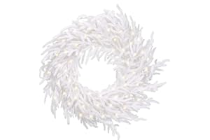 ENVEN Prelit Christmas Wreath for Front Door 50LED Real Touch Norfolk Pine Wreath Artificial Faux Pine Wreath Realistic Holiday Decoration for Home Decor (Snow White)