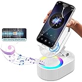 AKLLCCR Wireless Induction Audio Bluetooth Speaker 5in1 Phone Holder Emergency Rechargeable (3000mAh) with Colorful Ambient Light 300° Foldable for Tablet iPhone Android, Gifts for Men Women (White)