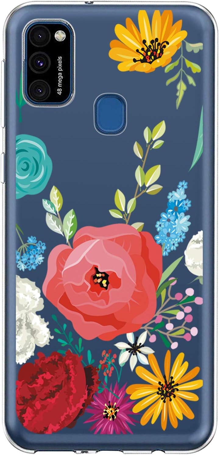 Case for Samsung Galaxy M31 Slim Thin Cactus Palm Leaves Purple Marble Design Flexible TPU Cover Glitter Soft TPU Rubber Full Body Protective Clear Bumper Silicone Shell for Samsung Galaxy M31