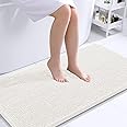 OLANLY Bathroom Rugs 44x32, Extra Soft Absorbent Chenille Bath Rugs, Rubber Backing Quick Dry, Machine Washable Bath Mats for Bathroom Floor, Tub and Shower, Home Decor Accessories, Ivory
