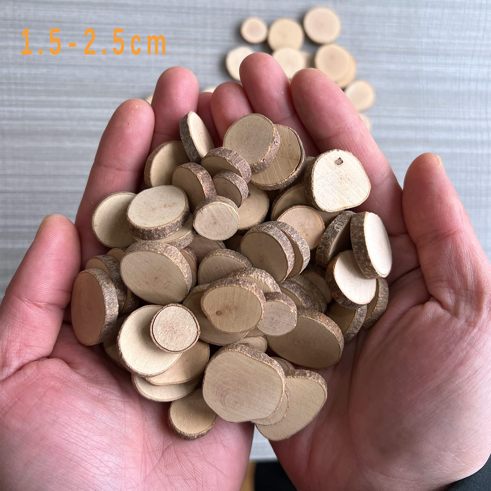 Wood Slices Tiny Log Slices Unfinished Natural 100pcs Kids Crafts Painting Toys DIY Wedding Home Centerpieces 1.5-2.5cm