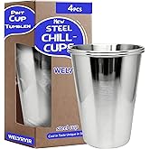 WELVRVIR 20oz 4PCS Stainless Steel Pint Cup,Pint Tumbler,Reusable metal Cups,Stainless Steel Water Tumbler,BPA Free,Stackble,Durable,Unbreakable Metal Drinking Glasses for Bar,Banquet Mugs (4, 20OZ)