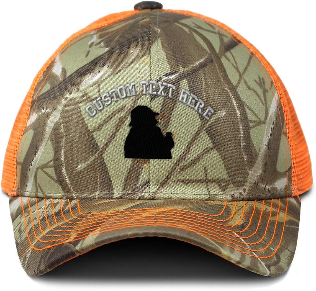 Custom Camo Mesh Trucker Hat Sherlock Homes Embroidery Neon Hunting Baseball Cap