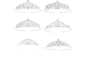 WizeFolk Girls Princess Crystal Tiara Crown,6 Pcs Rhinestone Decor Hairband Crystal Tiara Crown Silver Crystal Princess Rhine