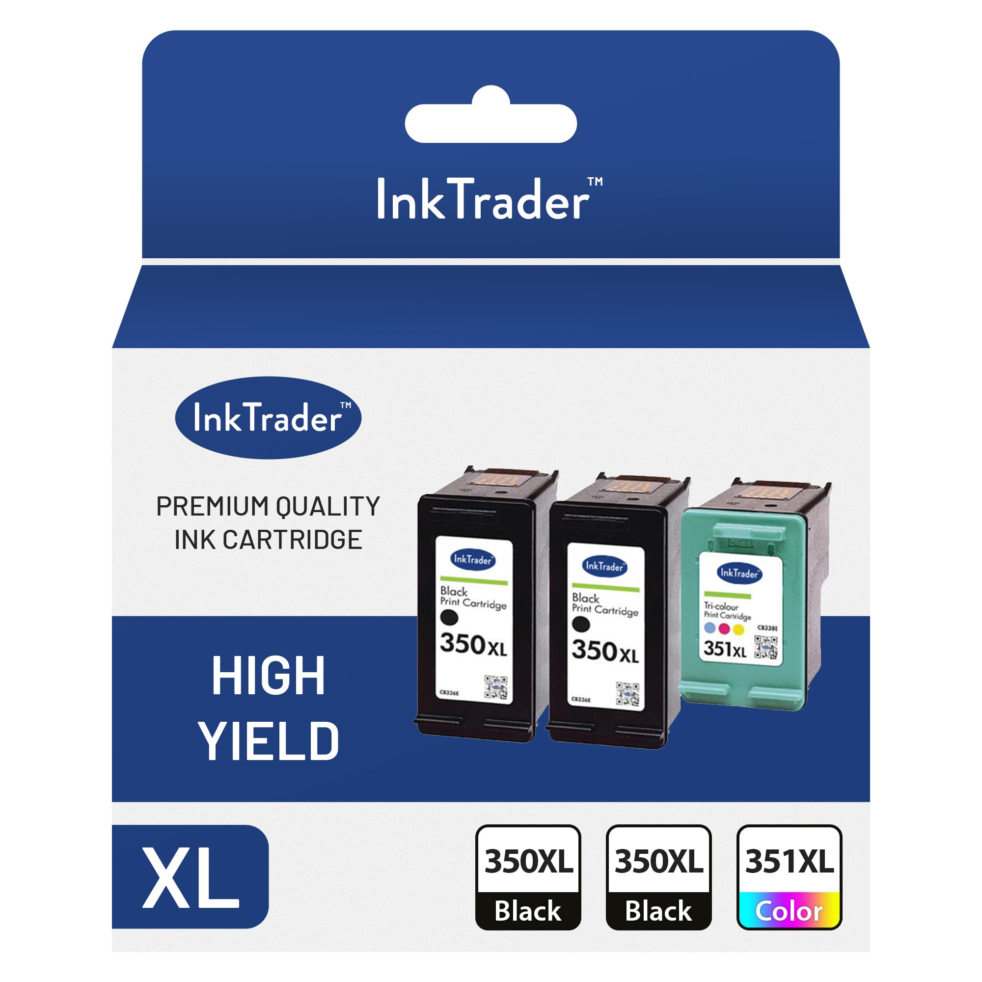 Ink Trader 350XL Black Twin Pack & 351XL Colour High Yield Remanufactured Ink Cartridges For Use With HP Printers