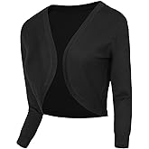 Urban CoCo Women's Cropped Cardigan V-Neck Button Down Knitted Sweater 3/4 Sleeve